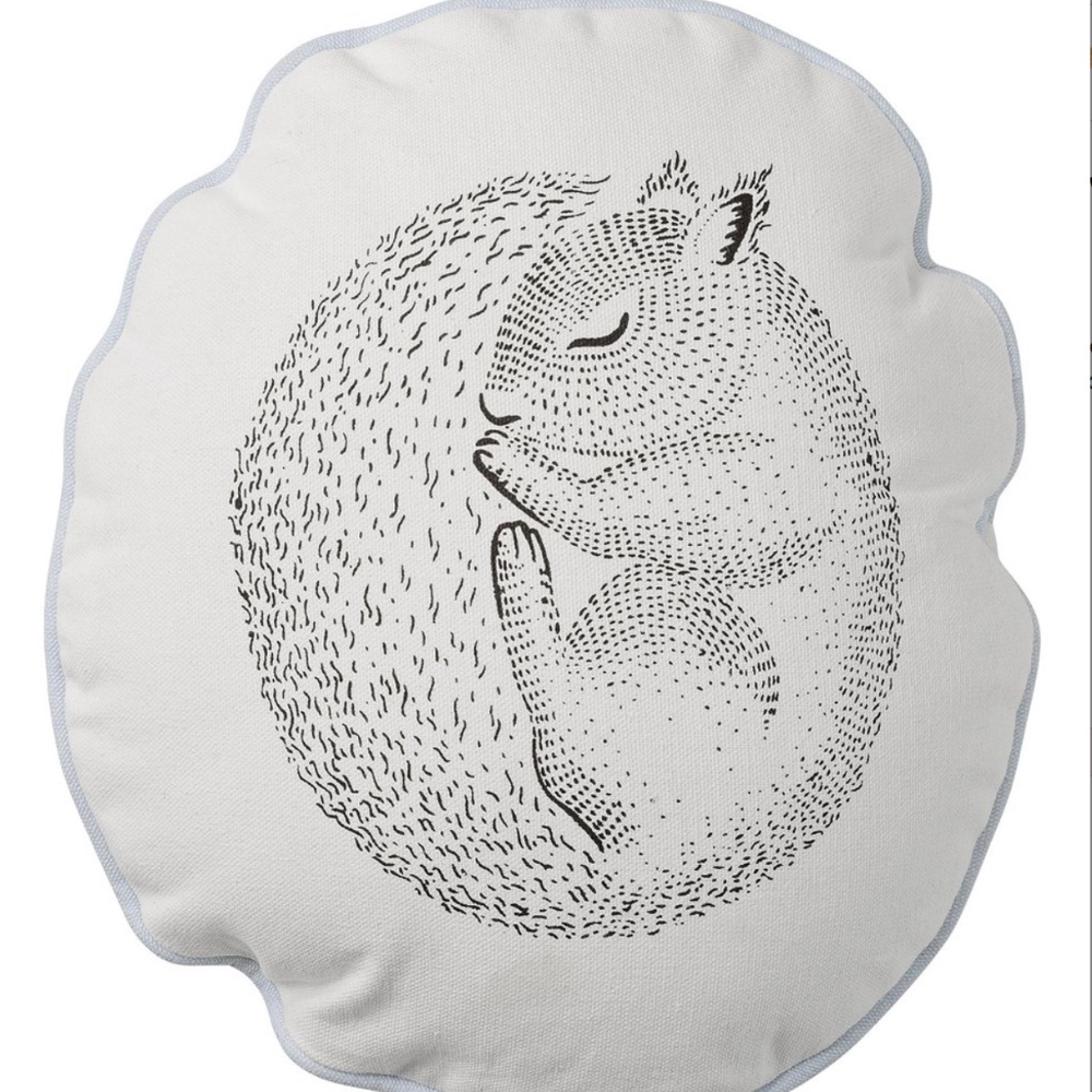 Sky Blue Sleeping Squirrel Throw Pillow